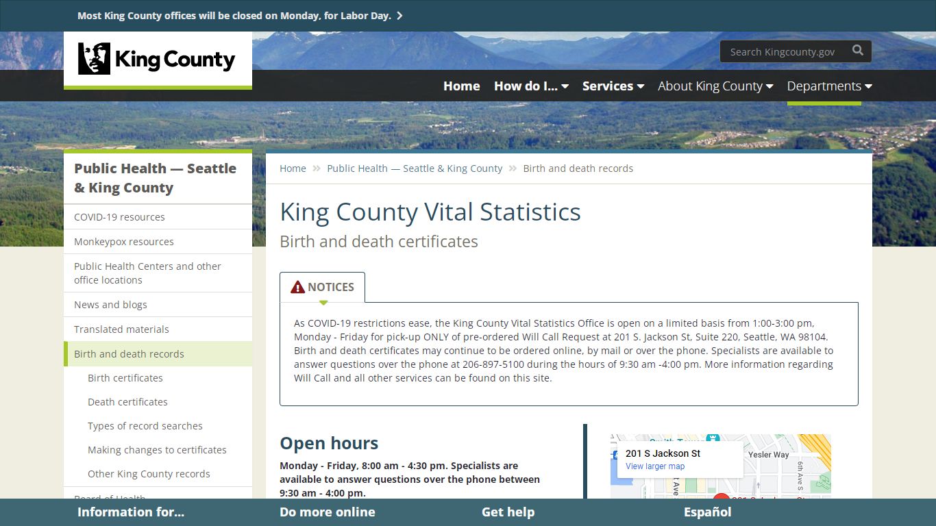 King County Vital Statistics - King County
